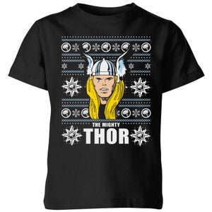 T-Shirt Marvel Thor Face Christmas - Nero - Bambini