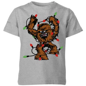 T-Shirt Star Wars Tangled Fairy Lights Chewbacca Christmas- Grigio - Bambini