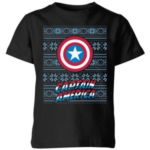 Camiseta navideña para niño Capitán América de Marvel - Negro