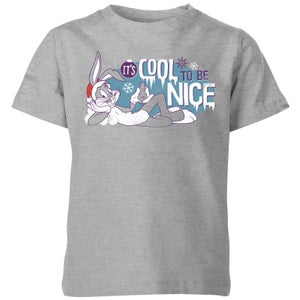 Looney Tunes Its Cool To Be Nice Kids' Christmas T-Shirt - Grey