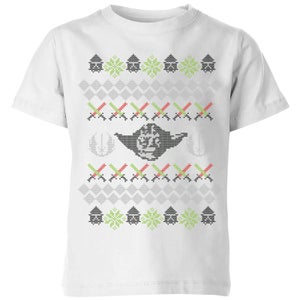 T-Shirt Star Wars Yoda Knit Christmas- Bianco - Bambini