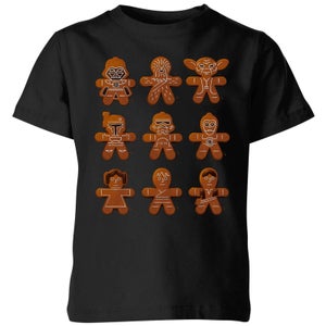 Star Wars Gingerbread Characters Kids' Christmas T-Shirt - Black