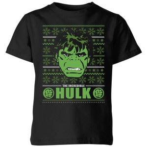 Marvel Hulk Face kinder kerst t-shirt - Zwart