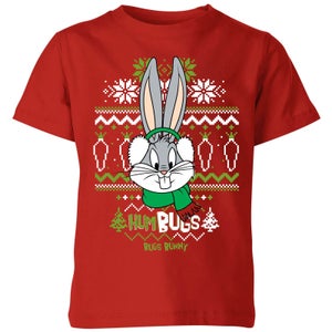 Looney Tunes Bugs Bunny Knit Kinder Christmas T-Shirt - Rot