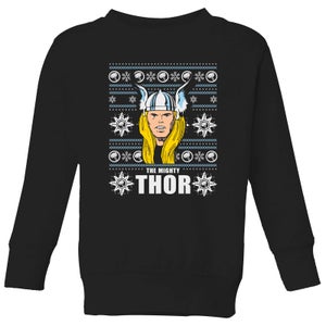 Marvel Thor Face Kinder Weihnachtspullover – Schwarz
