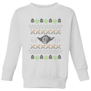 Star Wars Yoda Knit Kids' Christmas Sweatshirt - White