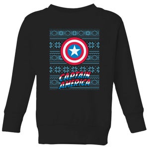 Marvel Captain America Pull de Noël pour enfants - Noir