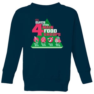 Elf Food Groups Kids' Christmas Sweatshirt - Navy