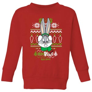 Looney Tunes Bugs Bunny Knit Pull de Noël pour enfants - Rouge