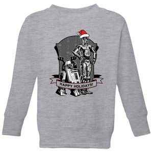 Star Wars Happy Holidays Droids Kids' Christmas Sweatshirt - Grey