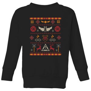 Harry Potter Knit Kinder Weihnachtspullover - Schwarz