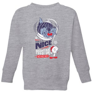 Looney Tunes Tweety Pie Pussy Cat Kids' Christmas Sweatshirt - Grey