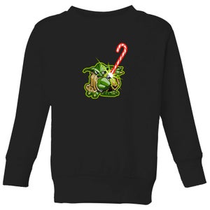 Star Wars Candy Cane Yoda Kids' Christmas Sweatshirt - Black