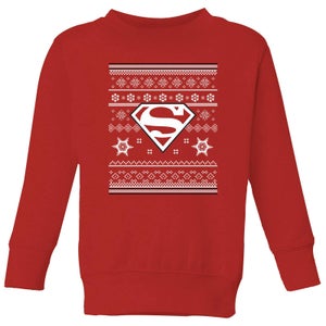 DC Superman Kinder Weihnachtspullover - Rot