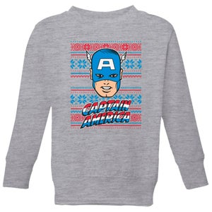 Marvel Captain America Face Kids' Christmas Sweater - Grey