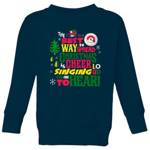 Elf Christmas Cheer Kids' Christmas Sweatshirt - Navy