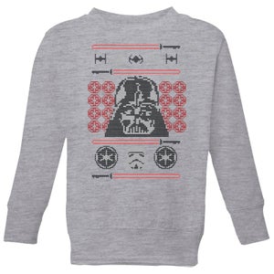 Star Wars Darth Vader Face Knit Kids' Christmas Sweater - Grey