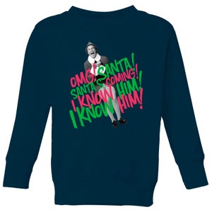 Elf Santa! I Know Him! Kids' Christmas Sweatshirt - Navy