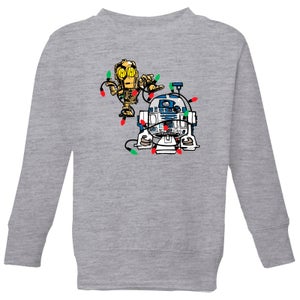 Star Wars Tangled Fairy Lights Droids Kids' Christmas Sweatshirt - Grey
