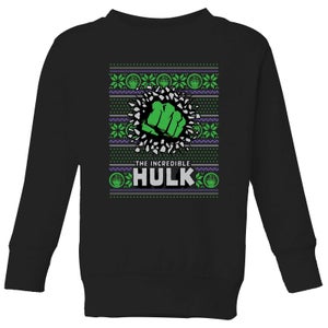 Marvel Hulk Punch kinder kersttrui - Zwart