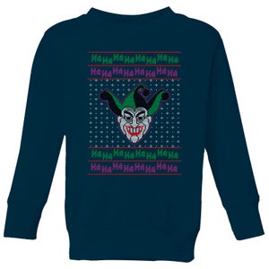 DC Joker Knit Kinder Weihnachtspullover - Navy Blau