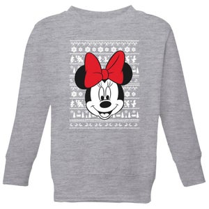 Disney Minnie Face Kids' Christmas Sweatshirt - Grey