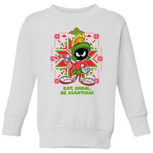 Looney Tunes Eat Drink Be Martian Kids' Christmas Sweatshirt - White
