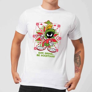 Looney Tunes Eat Drink Be Martian Herren Christmas T-Shirt - Weiß