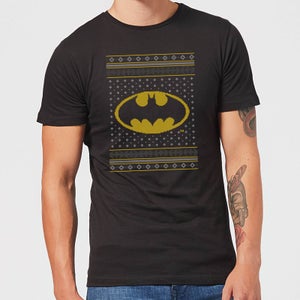 DC Comics Batman Knit Men's Christmas T-Shirt in Black