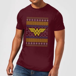 DC Wonder Woman Knit Herren Christmas T-Shirt - Burgunderrot