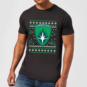 Guardians Of The Galaxy Badge Pattern Christmas Men's Christmas T-Shirt - Black