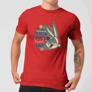 Looney Tunes I'm The Reason There Is A Naughty List Men's Christmas T-Shirt - Red