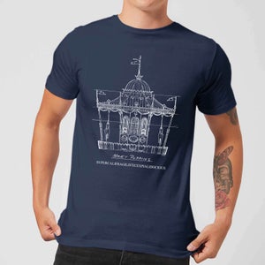 Mary Poppins Carousel Sketch Men's Christmas T-Shirt - Navy