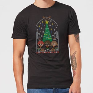 Camiseta navideña Hogwarts Tree para hombre de Harry Potter - Negro