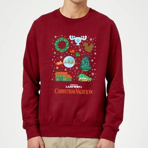 National Lampoon Griswold Christmas Starter Pack Christmas Sweatshirt - Burgundy