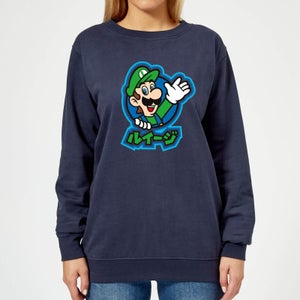 Nintendo Super Mario Luigi Kanji Women's Sweatshirt - Navy