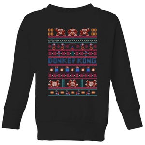 Nintendo Donkey Kong Retro Black Kids' Christmas Sweatshirt - Black