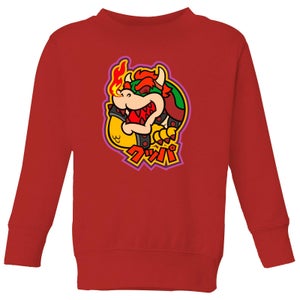 Felpa Nintendo Super Mario Bowser Katakana Kid's - Rosso