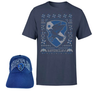 Harry Potter Ravenclaw Men's T-Shirt and Cap Bundle - Navy