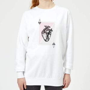 Barlena Ace Of Hearts Women's Sweatshirt - White