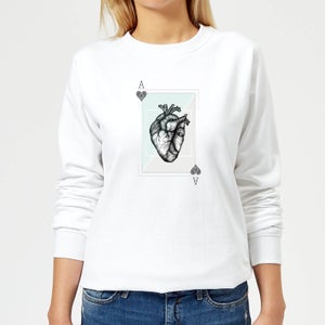 Barlena Ace Of Hearts Women's Sweatshirt - White
