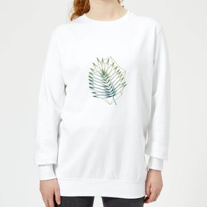 Barlena Geometry and Nature Women's Sweatshirt - White