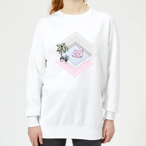 Barlena Flamingos Paradise Women's Sweatshirt - White