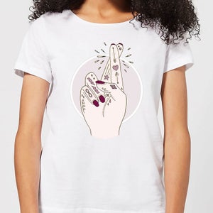 Barlena Fingers Crossed Women's T-Shirt - White