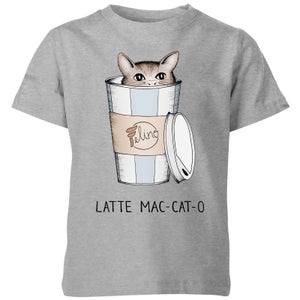 Barlena Latte Mac-Cat-O Kids' T-Shirt - Grey