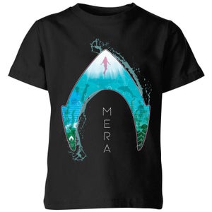 Aquaman Mera Logo Kinder T-Shirt - Schwarz