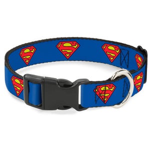 Buckle-Down DC Comics Superman Shield Plastic Clip Dog Collar - Blue (Various Sizes)
