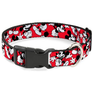 Buckle-Down Mickey Mouse Scattered Plastic Clip Dog Collar (Various Sizes)