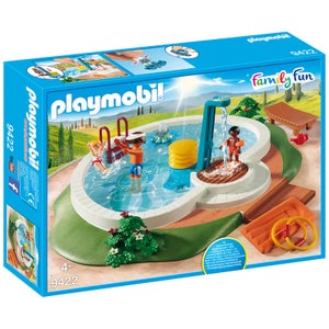 Playmobil Family Fun Swimming Pool with Functioning Shower and Floating Raft (9422)