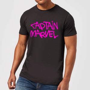 Captain Marvel Spray Text Men's T-Shirt - Black